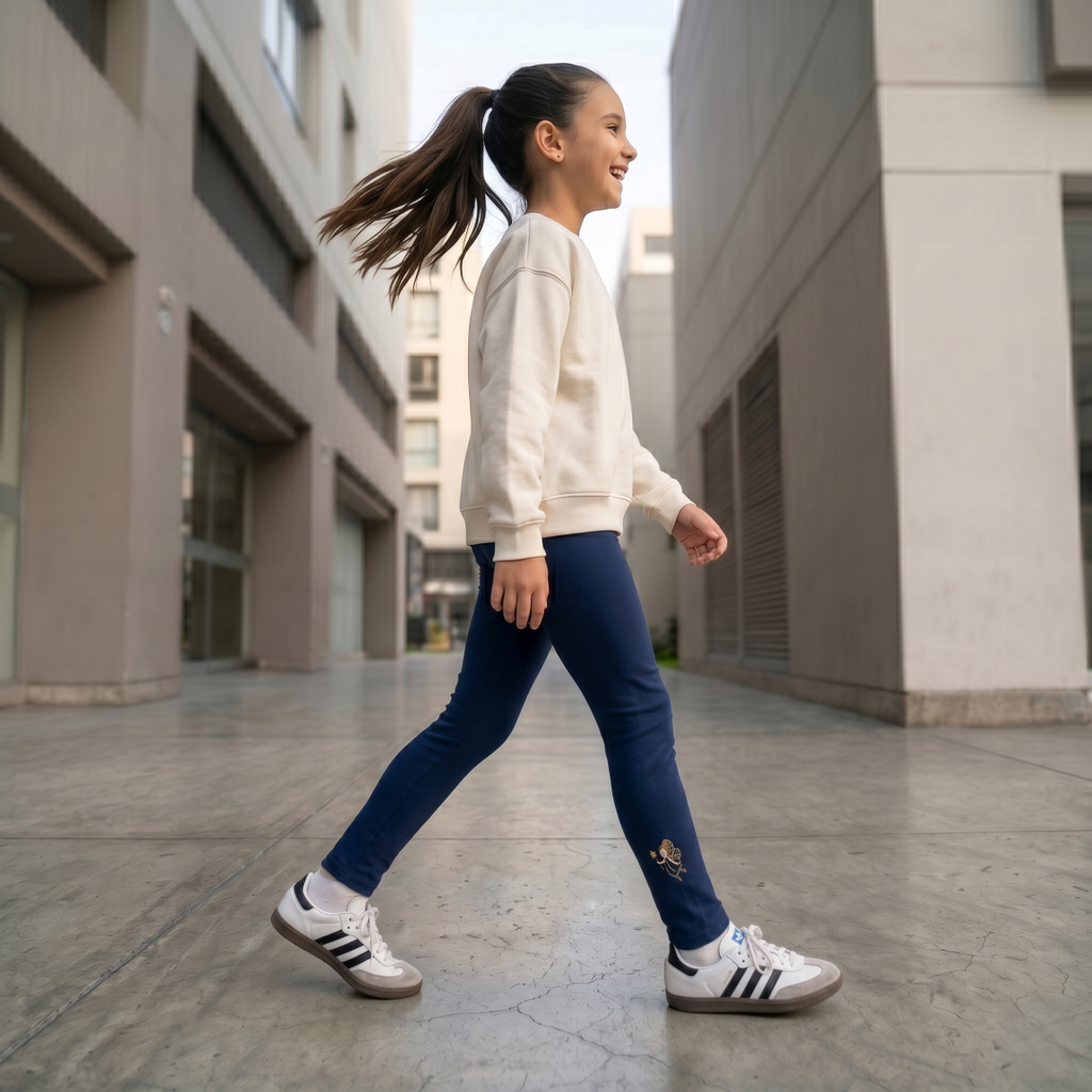 Legging Afranelada Niña Azul Bordado Hadita