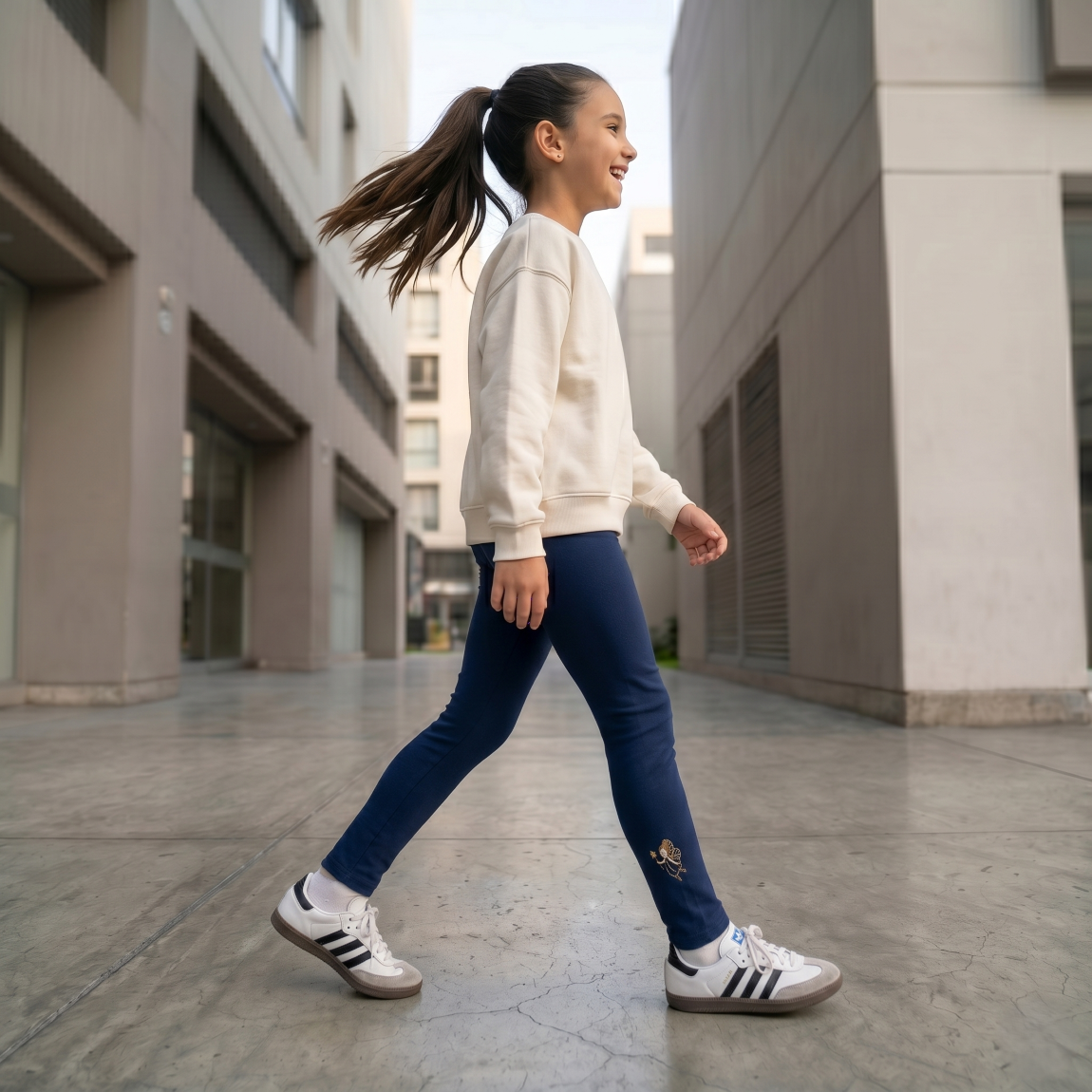 Legging Afranelada Niña Azul Bordado Hadita