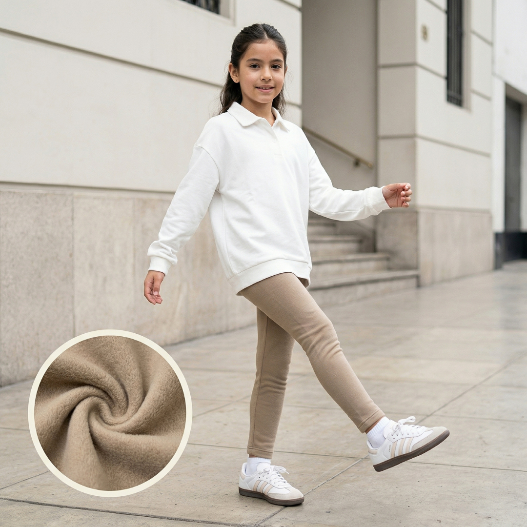 Legging afranelada niña algodón arena cintura elasticada – Angela Kids