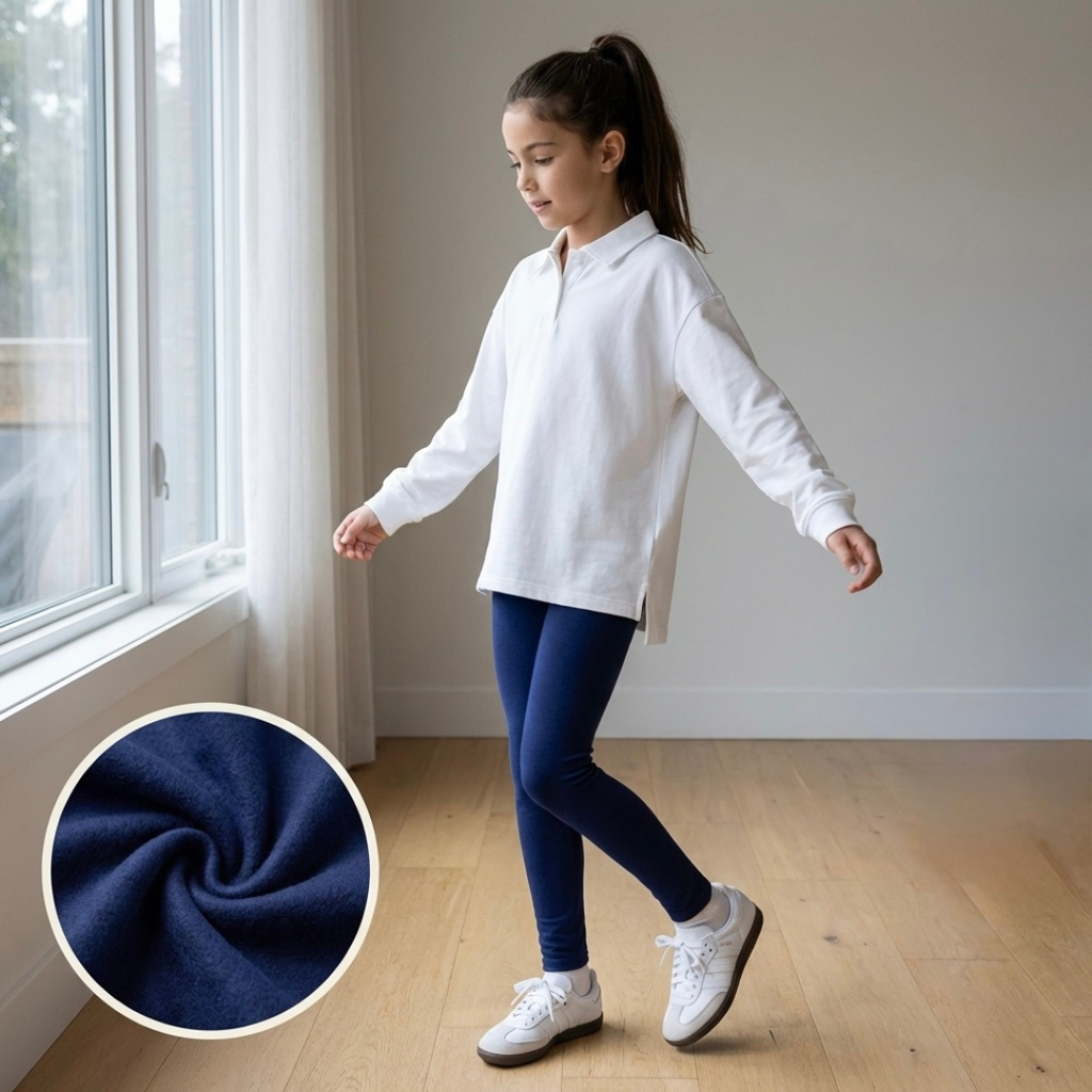 Legging afranelada niña algodón azul cintura elasticada – Angela Kids