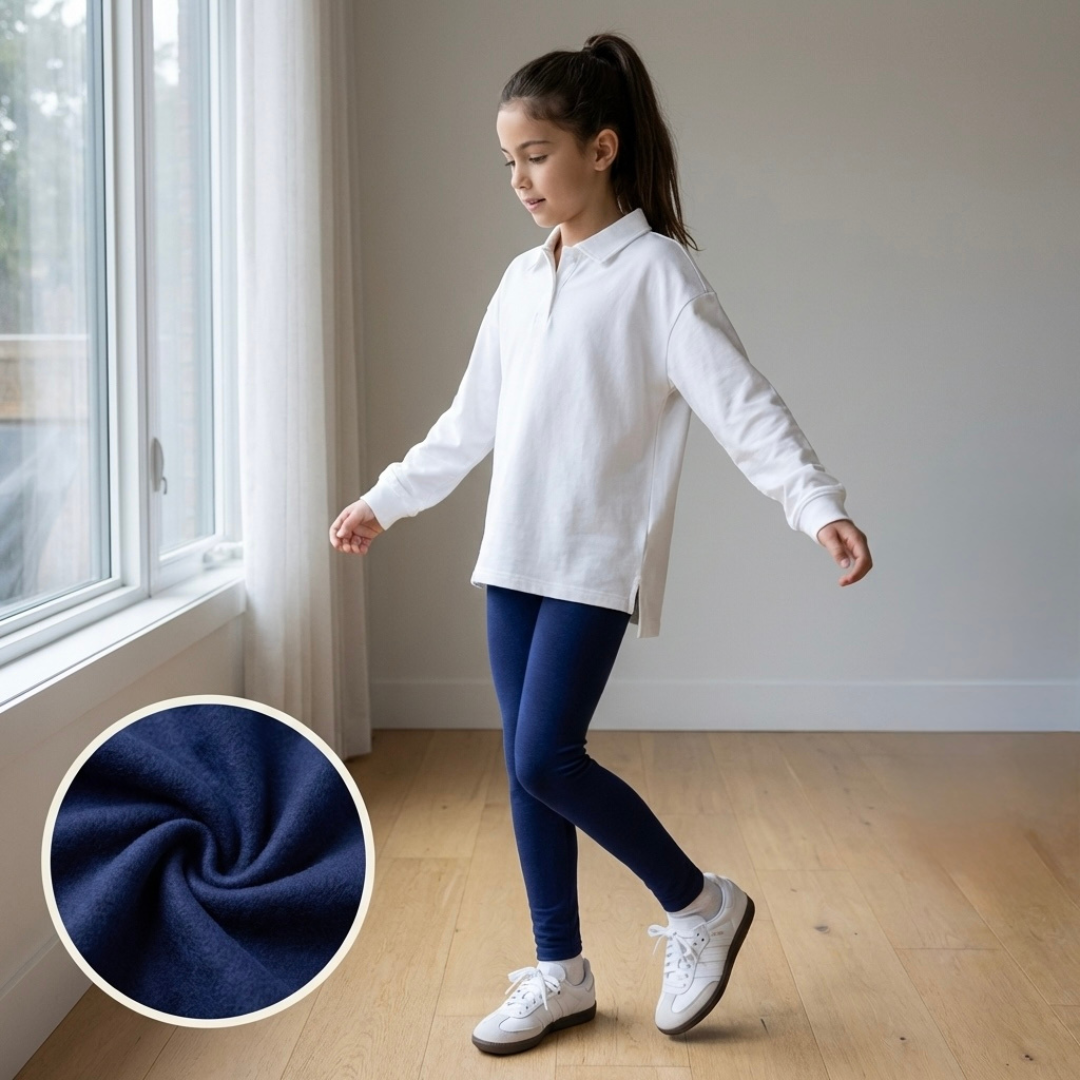 Legging afranelada niña algodón azul cintura elasticada – Angela Kids