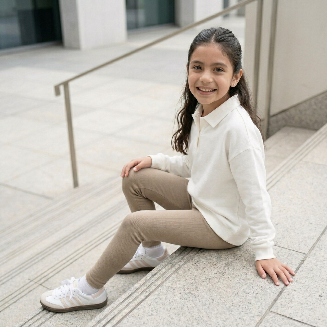 Legging niña algodón afranelada arena tallas 6 a M – Angela Kids