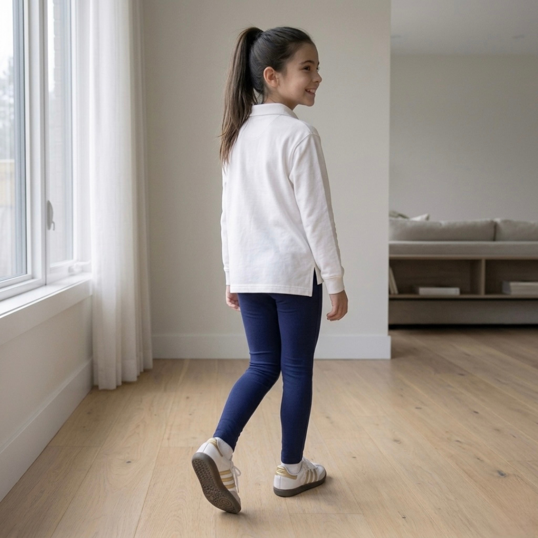 Legging niña algodón afranelada azul tallas 6 a M – Angela Kids