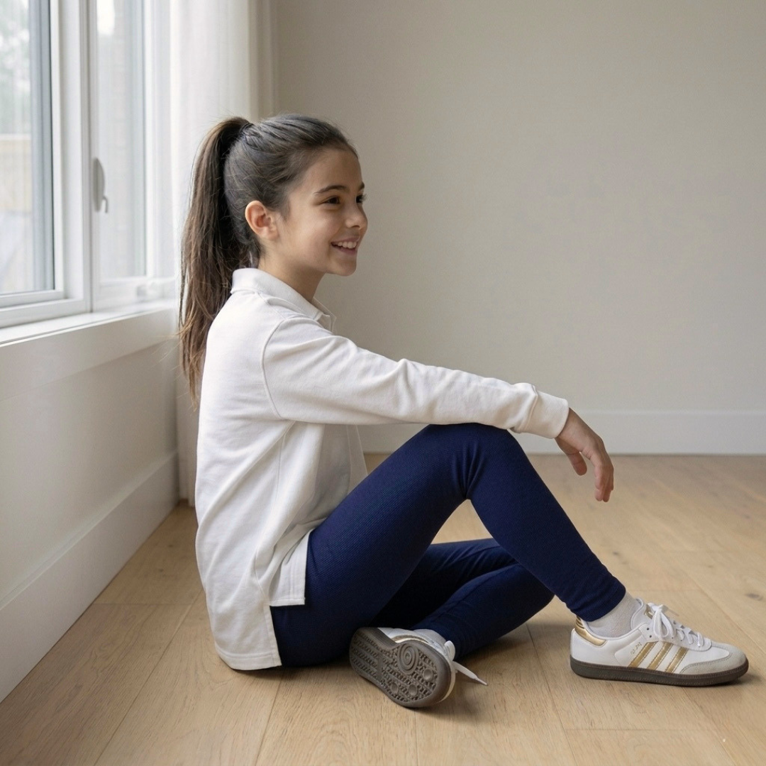 Legging niña algodón afranelada azul tallas 6 a M – Angela Kids 