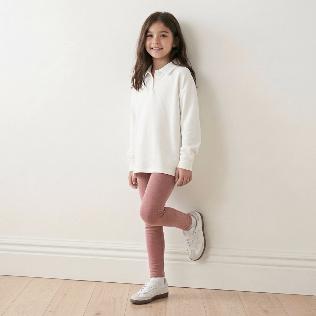 Legging niña algodón afranelada palo rosa tallas 6 a M – Angela Kids