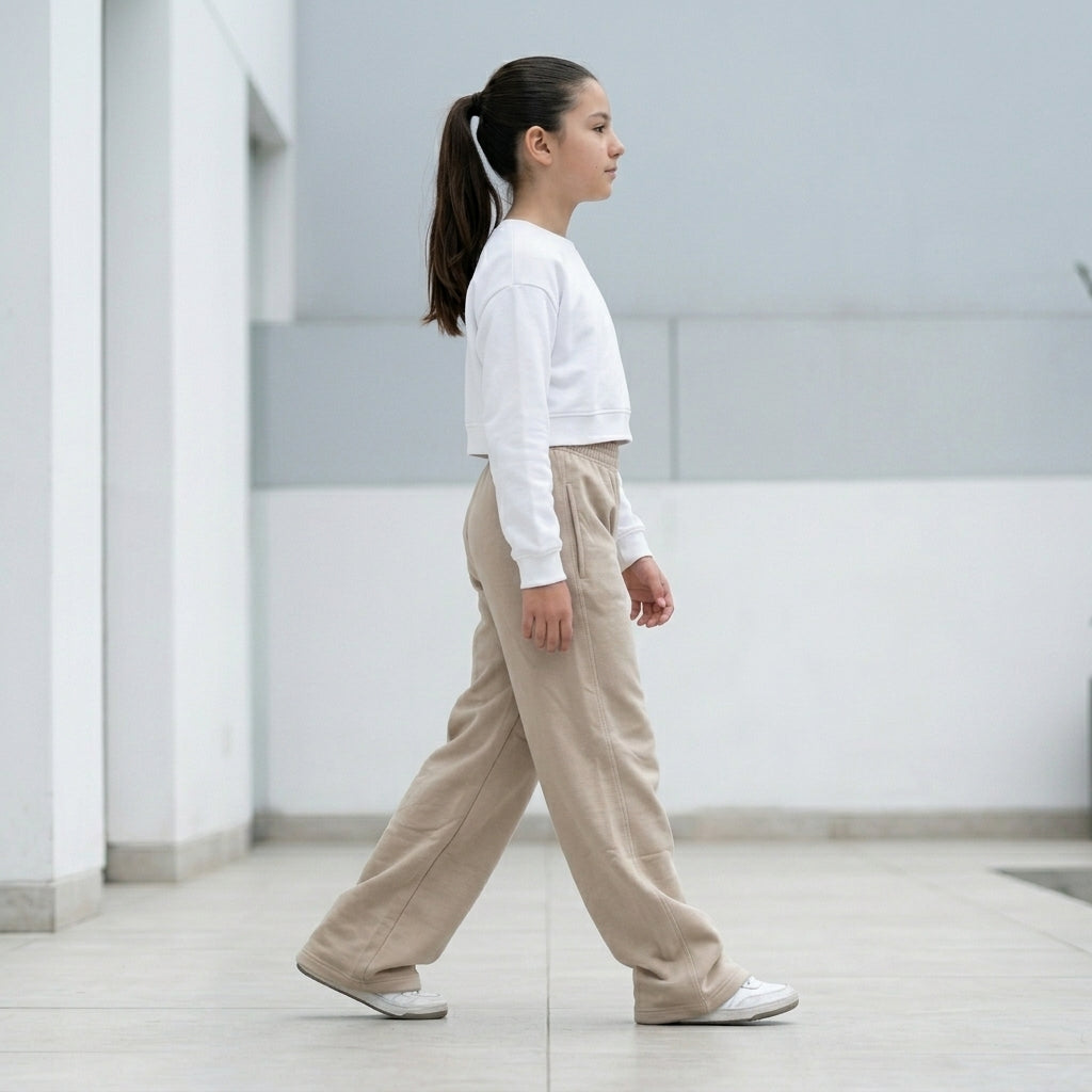 Pantalón Palazzo Wide Leg French Terry Niña (Arena)