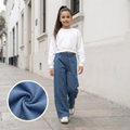 Pantalón palazzo wide leg afranelado azul acero cintura elasticada bolsillos – Angela Kids Perú