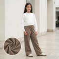 Pantalón palazzo wide leg afranelado beige cintura elasticada bolsillos – Angela Kids Perú