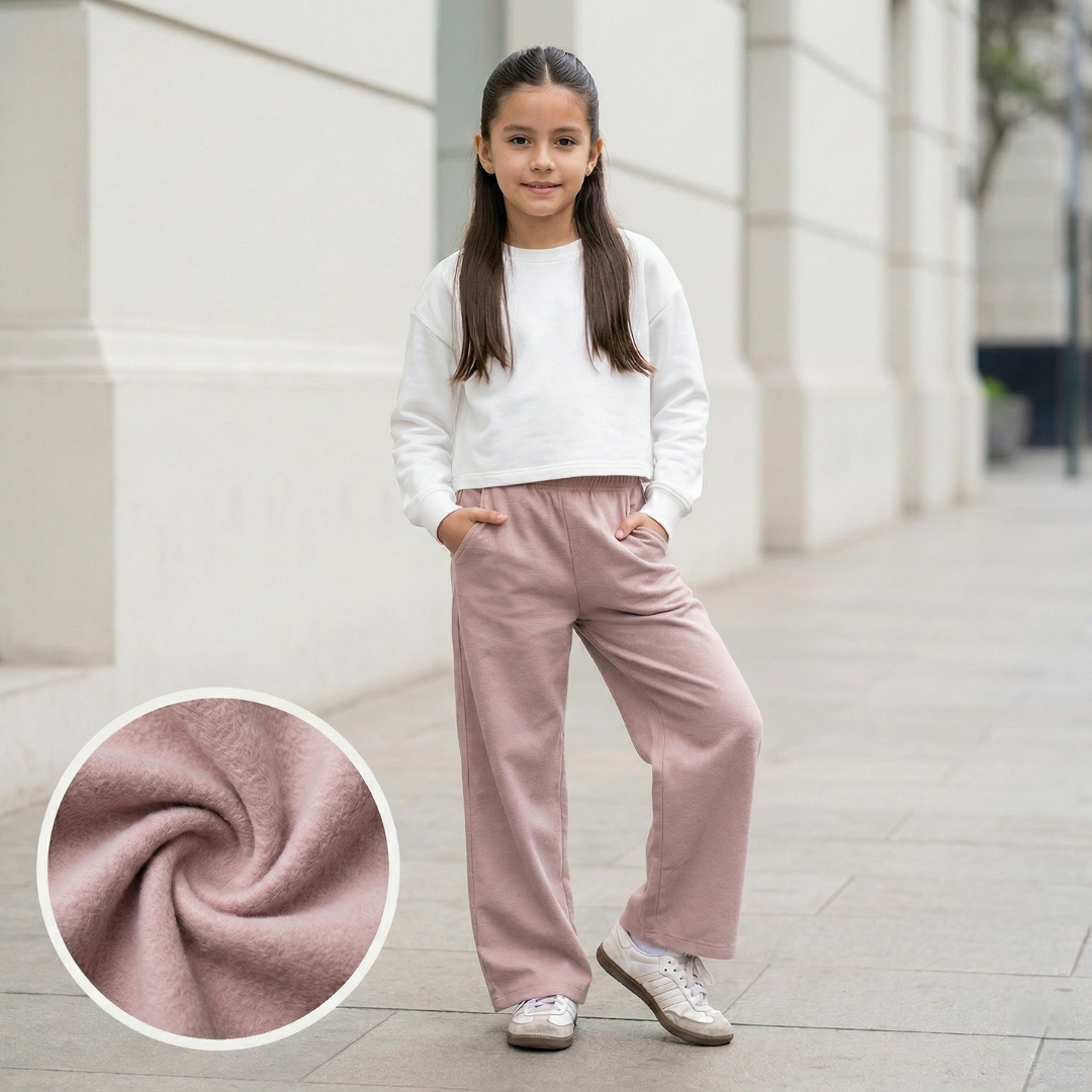 Pantalón palazzo wide leg afranelado cocoa cintura elasticada bolsillos – Angela Kids Perú