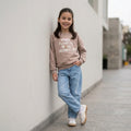 Polera algodón French Terry para Niñas- Beige