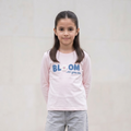 Polo Niña Algodón Manga Larga Rosa Estampado Bloom con Flor 3D
