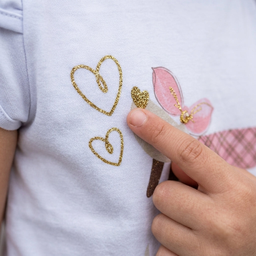 Polo de Algodón para Niña con Manga Tulipán - Celeste