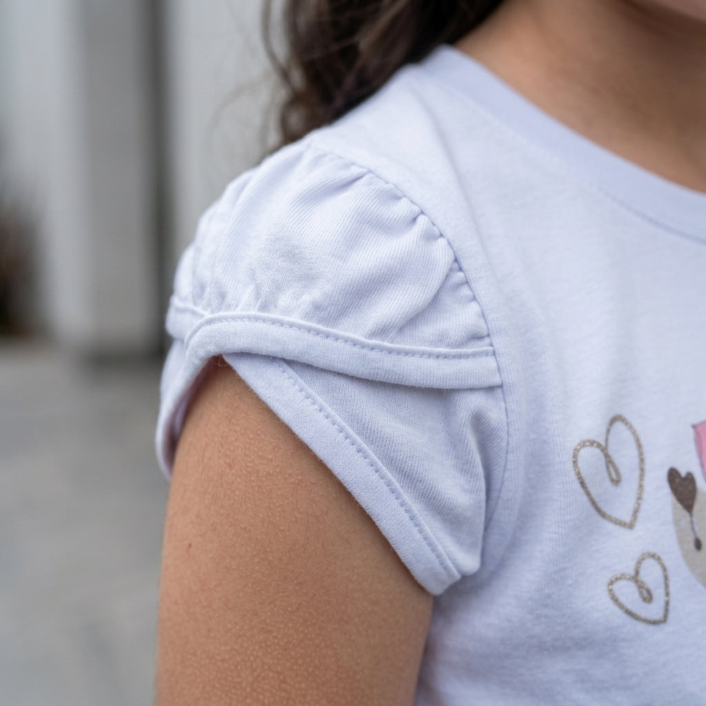 Polo de Algodón para Niña con Manga Tulipán - Celeste
