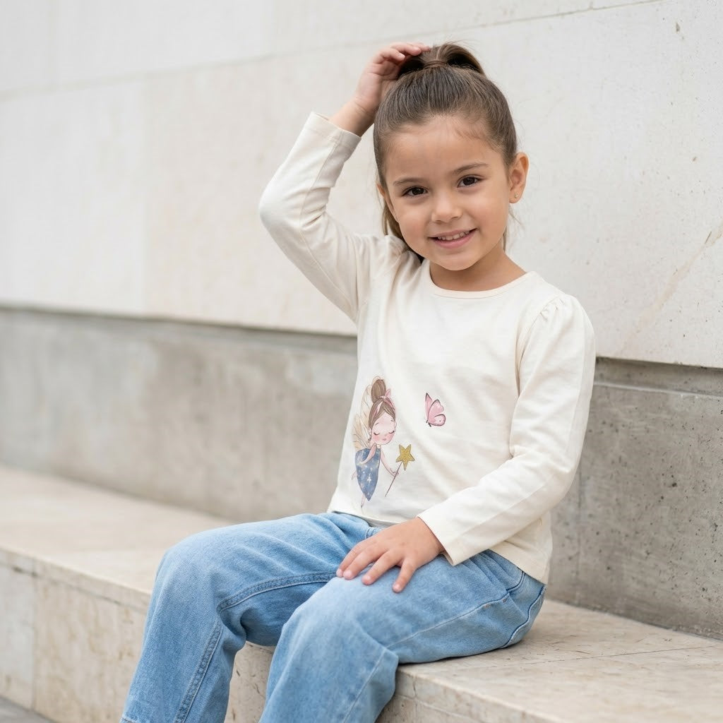 POLO NIÑA BLANCO ALGODON - ANGELA KIDS