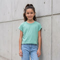 Polo Crop Niña 100% Algodón Manga Corta (Verde Menta)