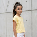 Polo Crop Niña 100% Algodón Manga Corta (Amarillo Limón)