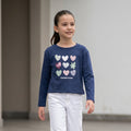 Polo Corazón lentejuela Manga Larga- Azul