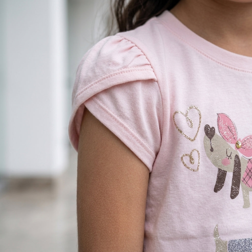 Polo de Algodón para Niña con Manga Tulipán - Rosa