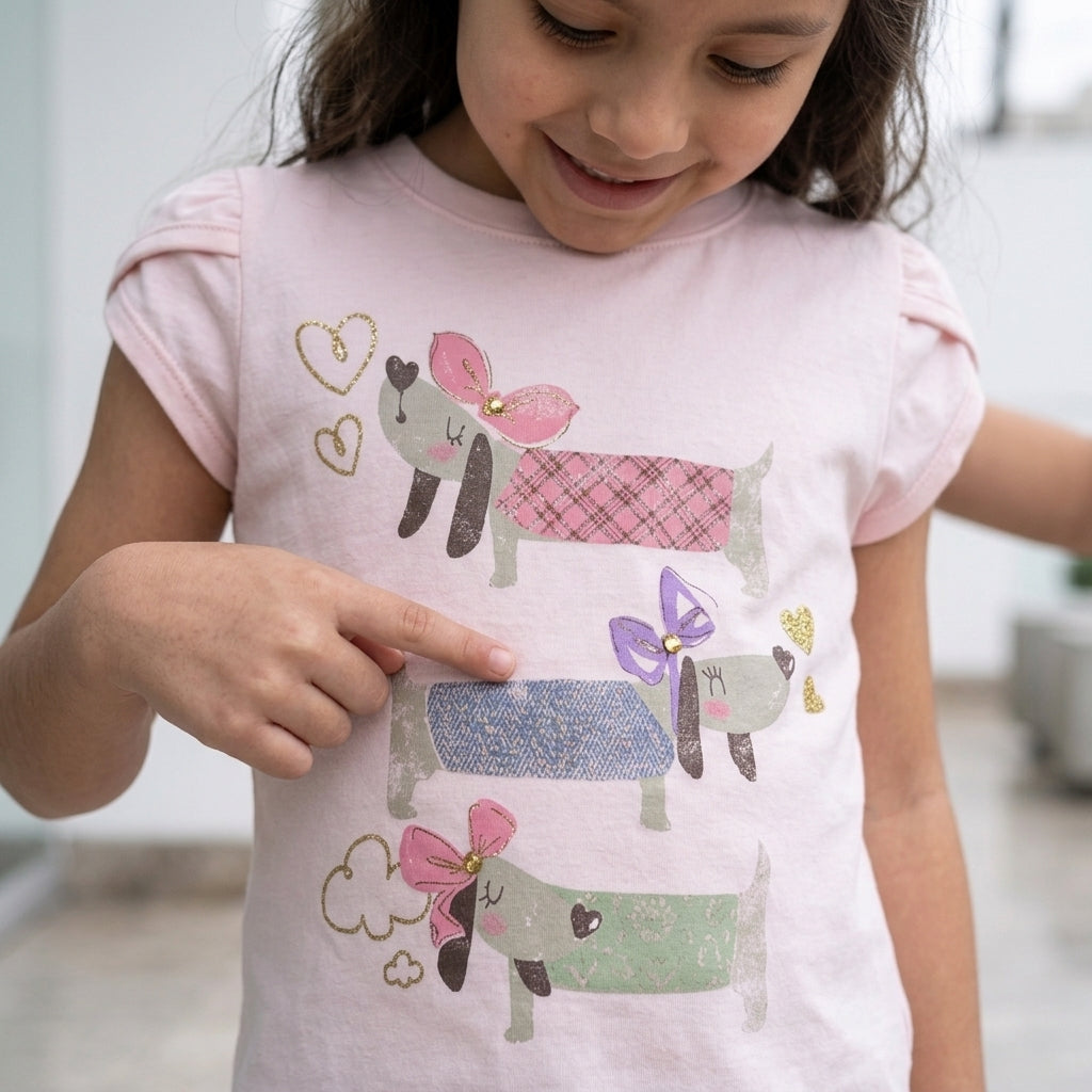 Polo de Algodón para Niña con Manga Tulipán - Rosa