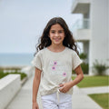 Polo Niña Manga Corta Beige - Angela Kids