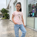 Polo Manga Corta Estampado Muñequita Rosado para Niña | Algodón