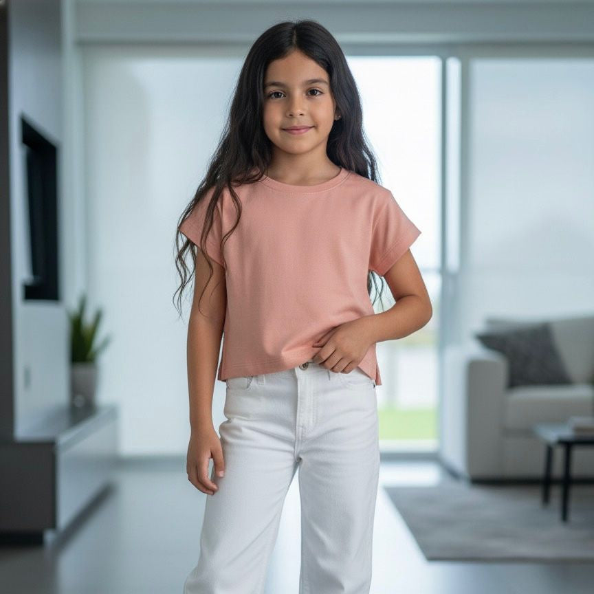 Polo crop niña palo rosa manga corta – Angela Kids Perú