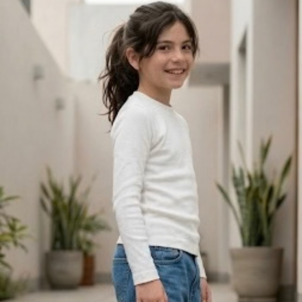 Polo manga corta niña algodón blanco – Angela Kids ropa infantil Perú