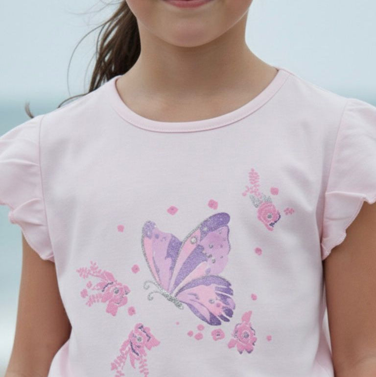 Polo manga corta niña algodón rosa estampado Angela Kids Perú
