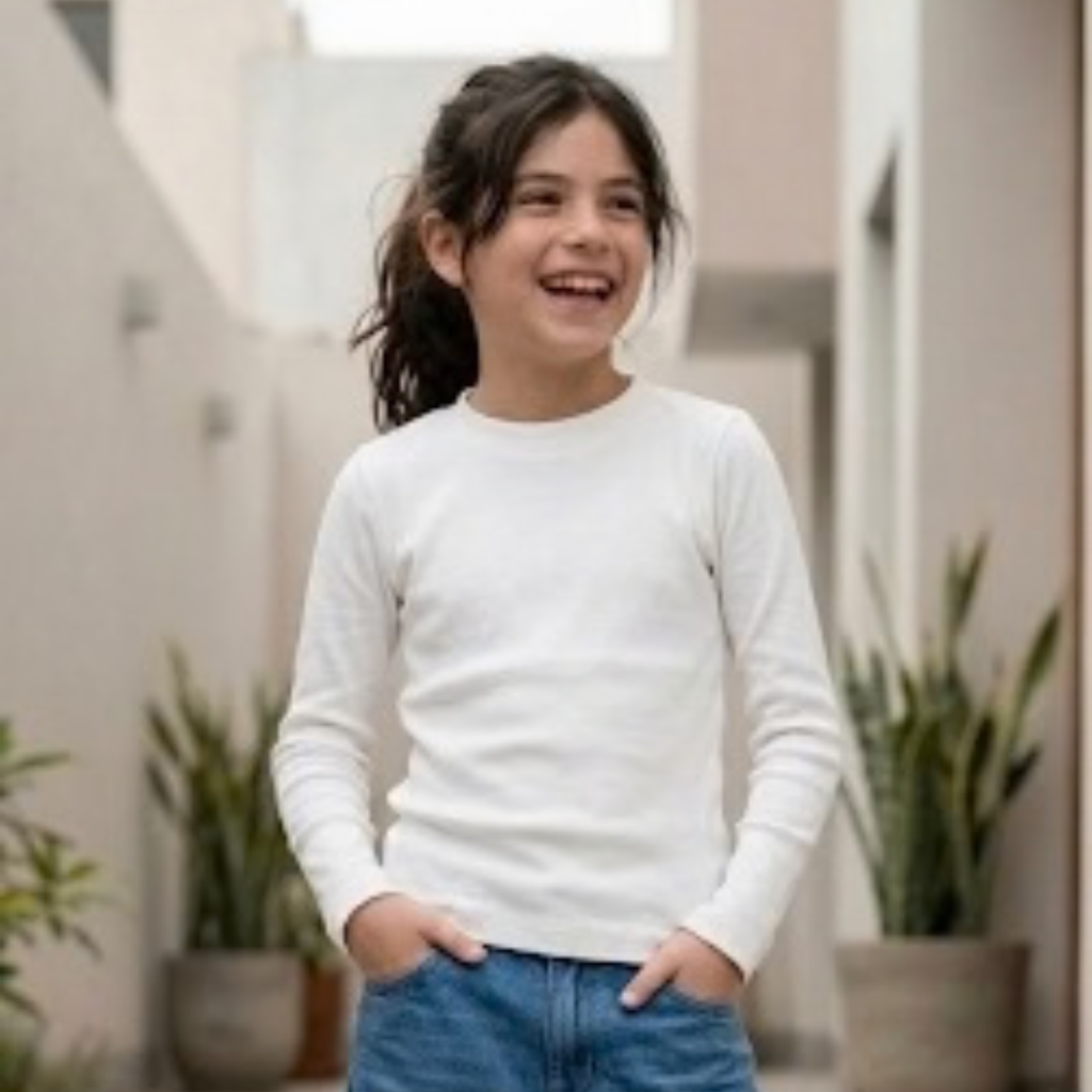 Polo niña algodón blanco – ropa para niñas Angela Kids tallas 4 a 16