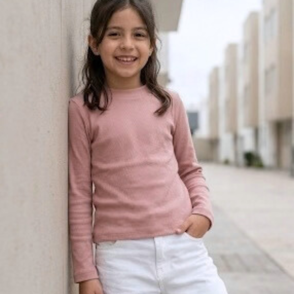 Polo niña algodón rosa manga larga – Angela Kids Perú