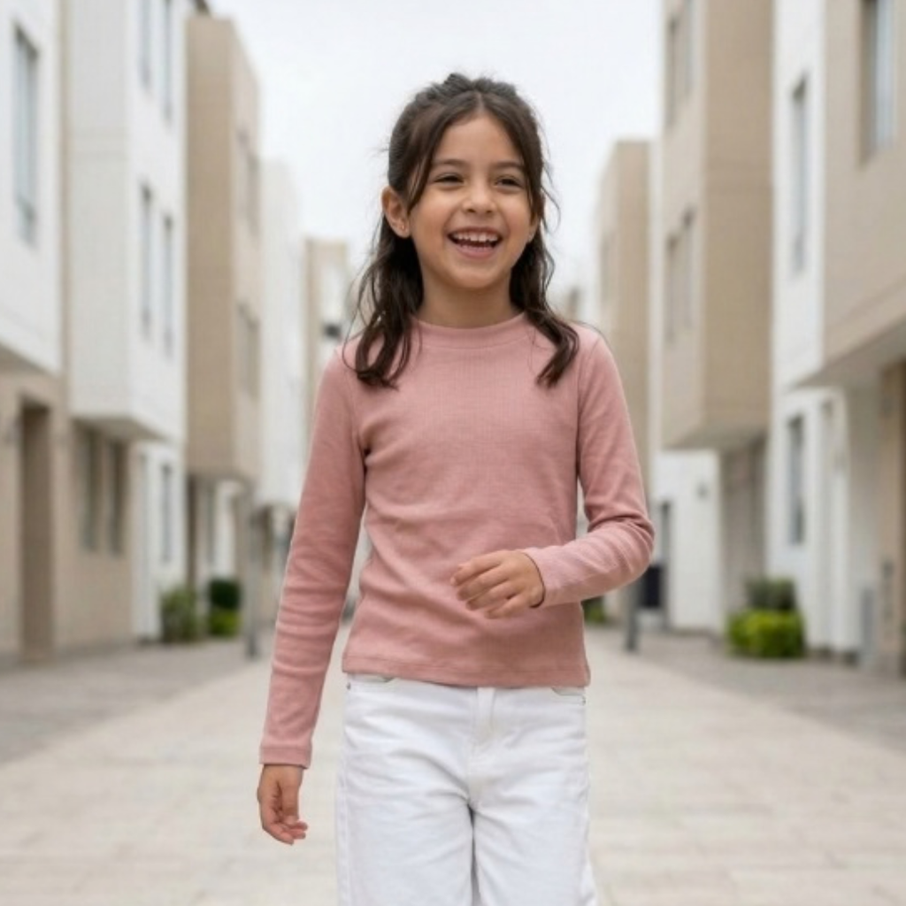 Polo niña algodón rosa – ropa infantil para niñas Angela Kids Perú