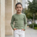 Polo niña algodón verde manga larga – Angela Kids Perú
