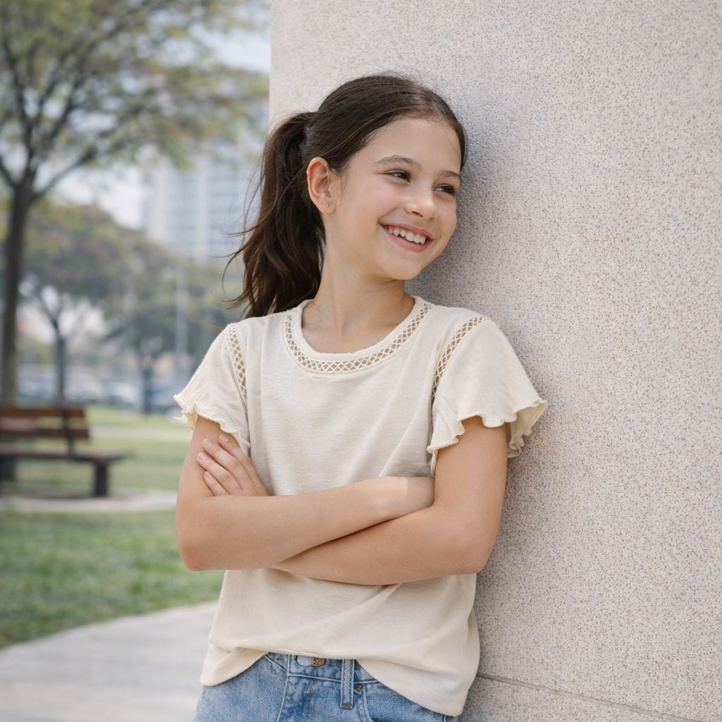 Polo niña arena básico algodón casual – Angela Kids ropa para niñas