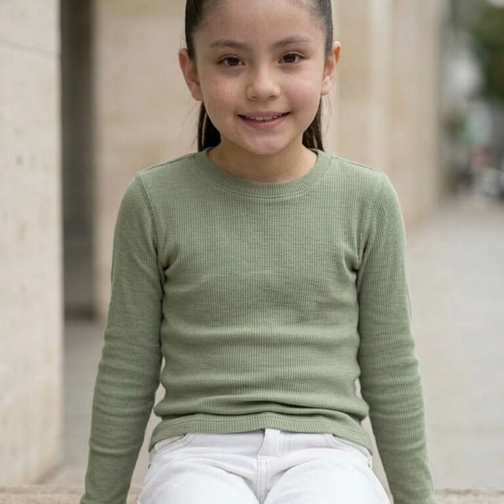 Polo niña color verde tallas 4 a 16 – ropa para niñas Angela Kids