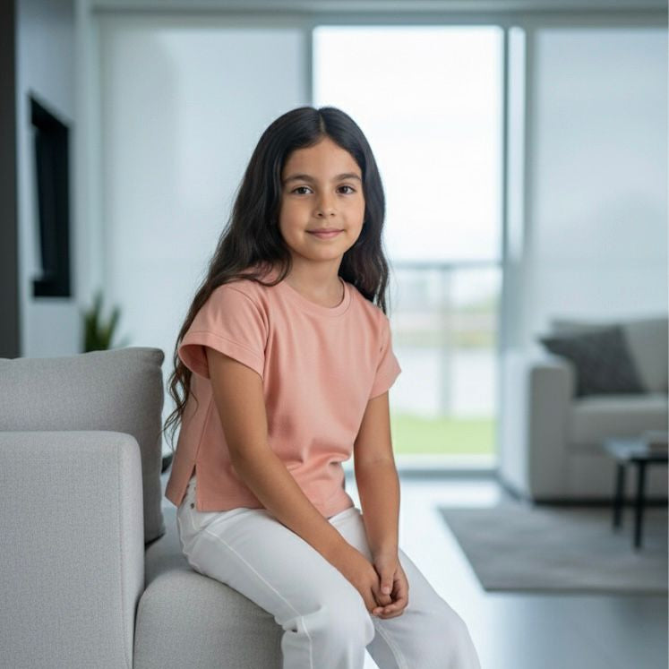 Polo niña crop palo rosa femenino casual – Angela Kids