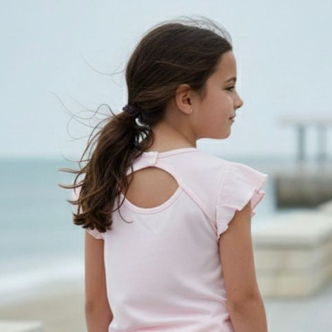 Polo niña rosa estampado algodón casual – Angela Kids ropa para niñas
