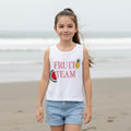 Polo sin manga blanco para niña con estampado de frutas – Angela Kids