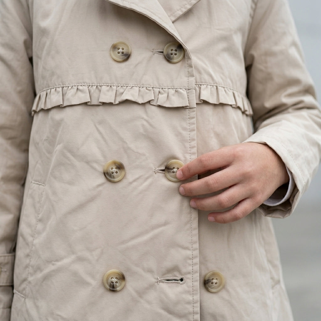 Casaca Trench Niña con Capucha Beige