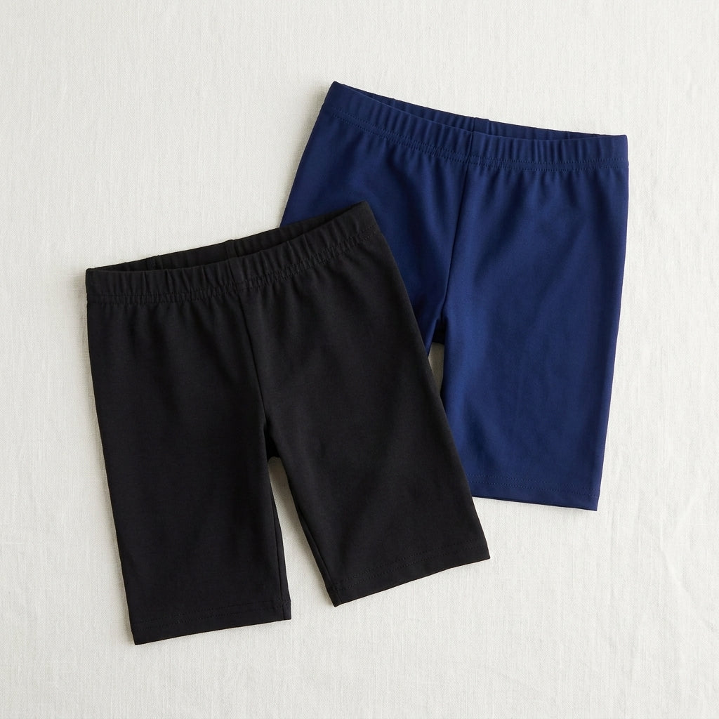Set x2 Biker Short Niña Algodón Negro y Azul Marino