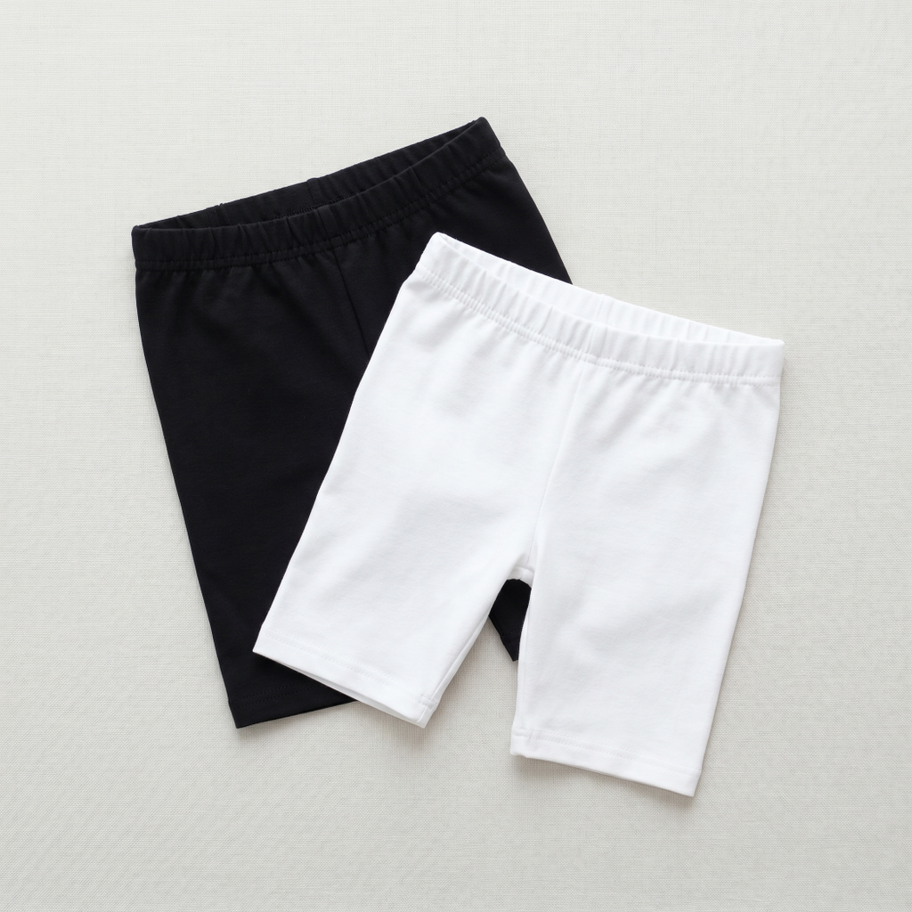 Set x2 Biker Short Niña Algodón Negro y Blanco