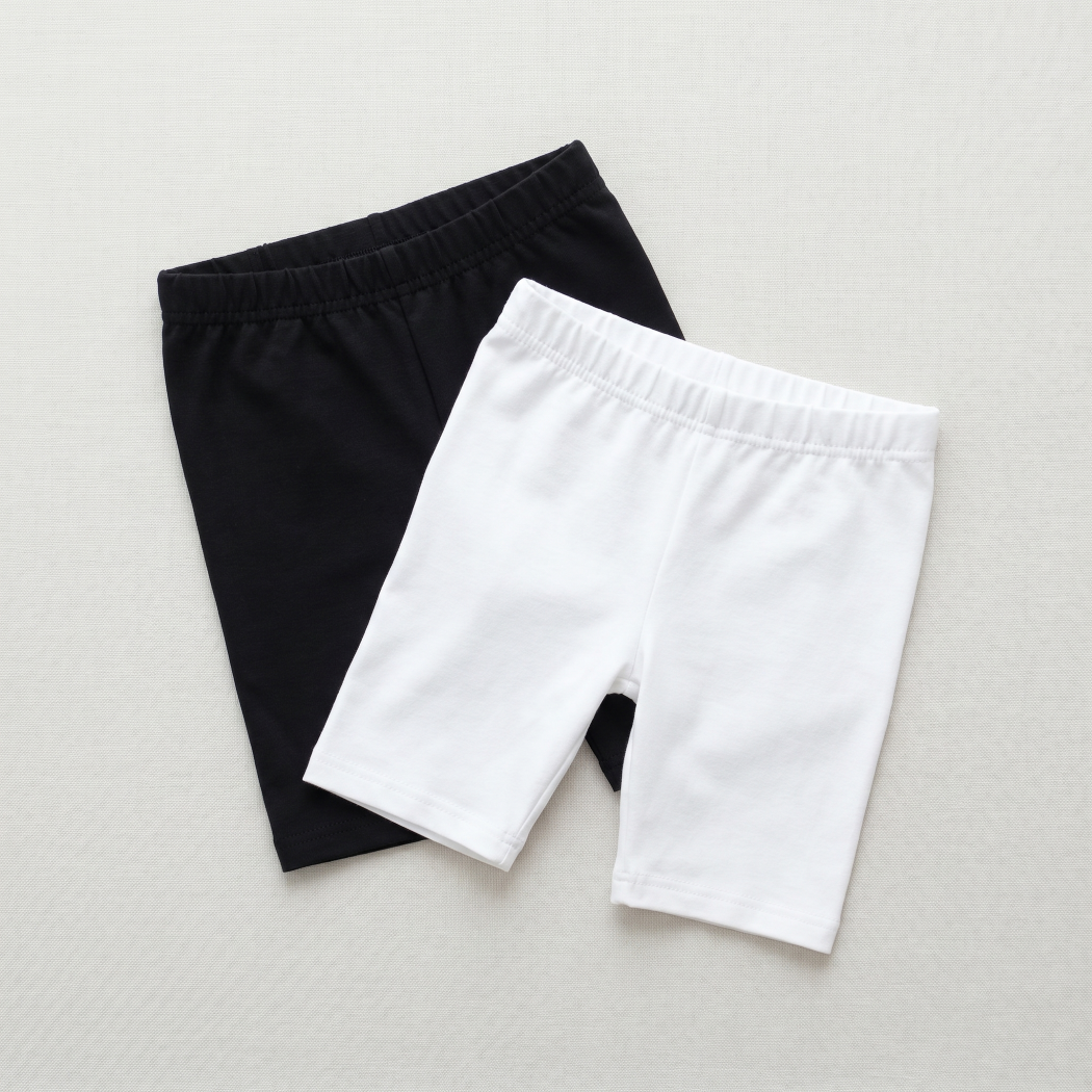 Set x2 Biker Short Niña Algodón Negro y Blanco
