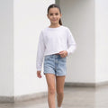 Short Denim para Niña con Bolsillos Tejidos