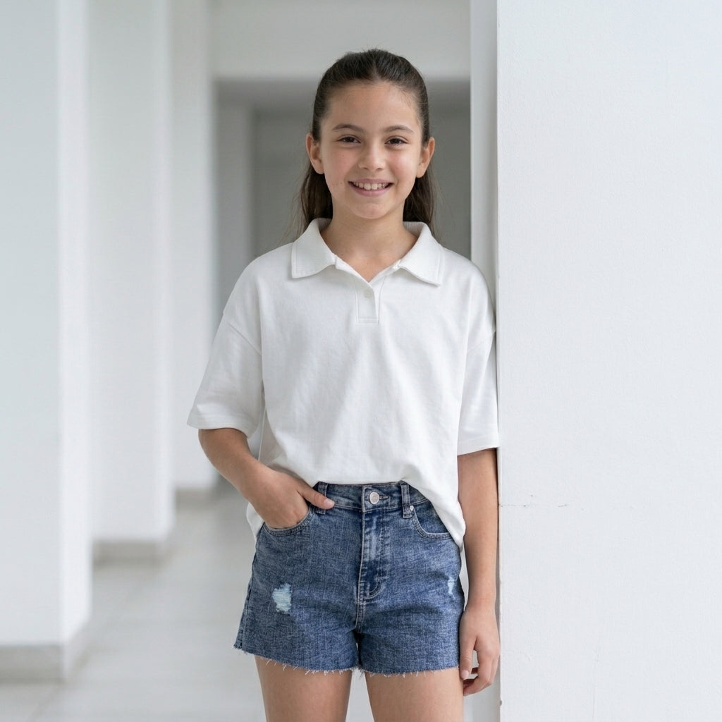 Short Jean Rasgado para Niña