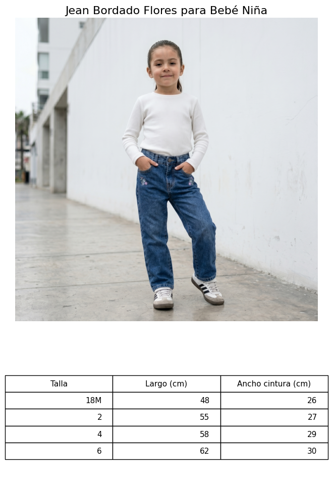 Jean Niña Denim Azul con Bordado de Flores