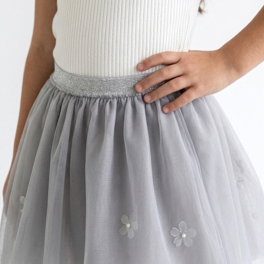 Falda tutú gris plata para niña