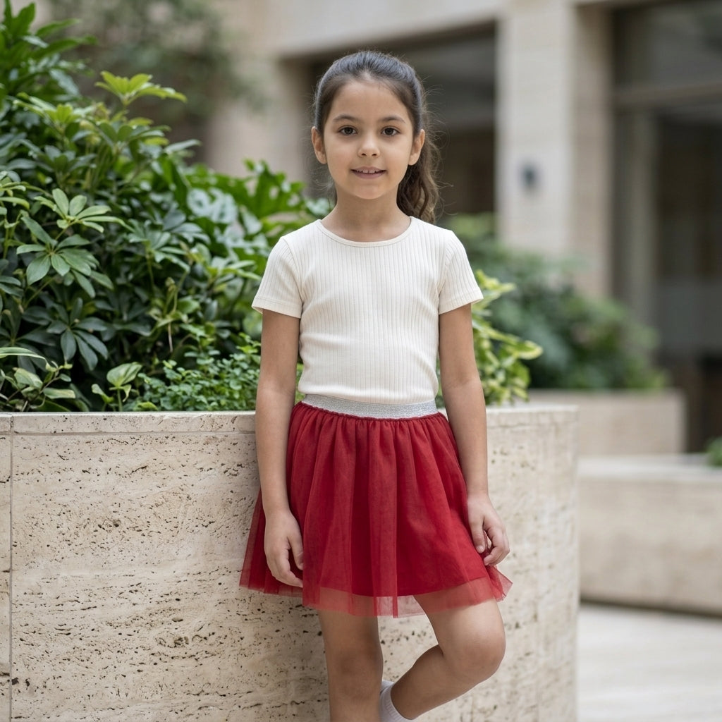 Falda tutú roja para niña