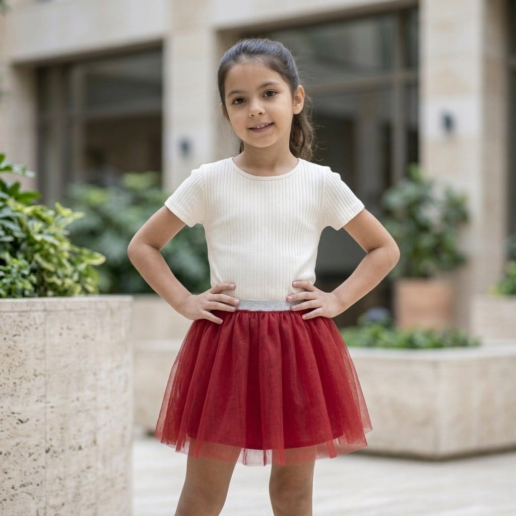 Falda tutú roja para niña