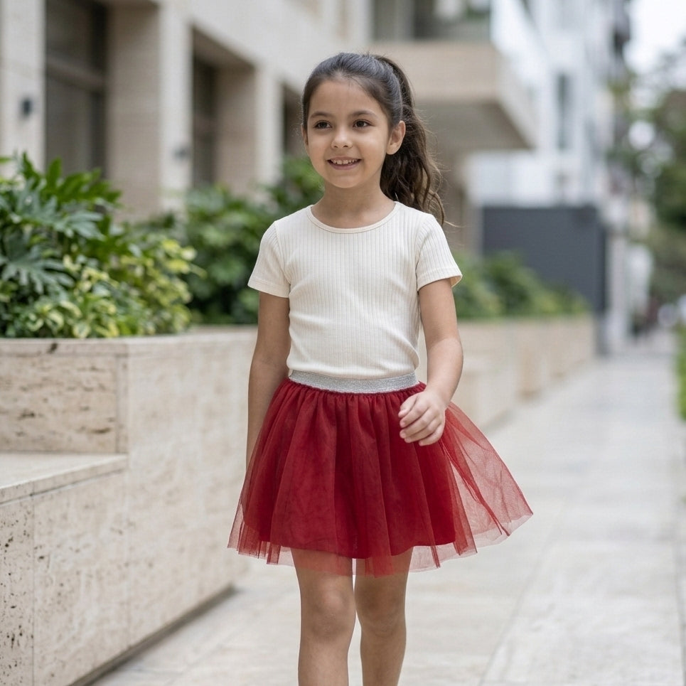 Falda tutú roja para niña
