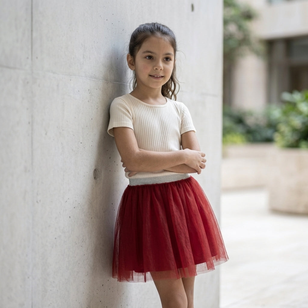 Falda tutú roja para niña