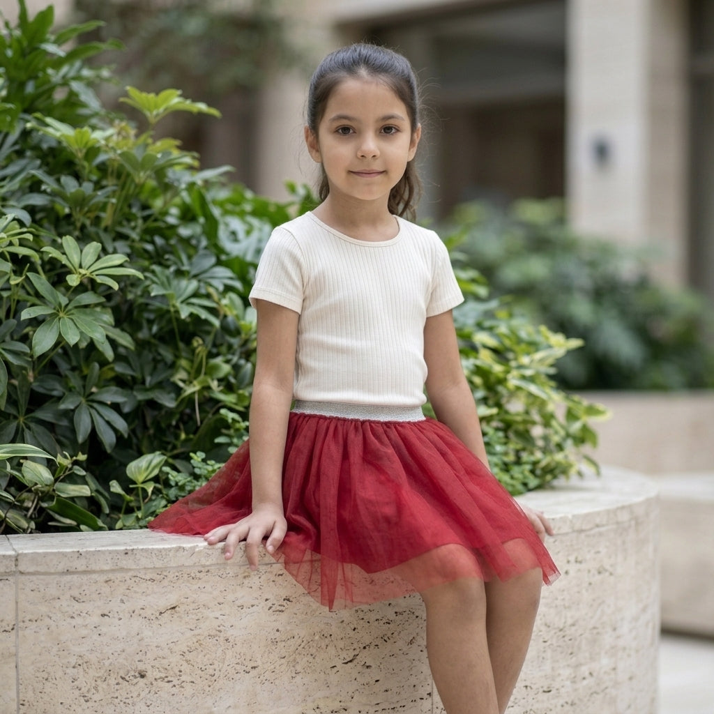 Falda tutú roja para niña